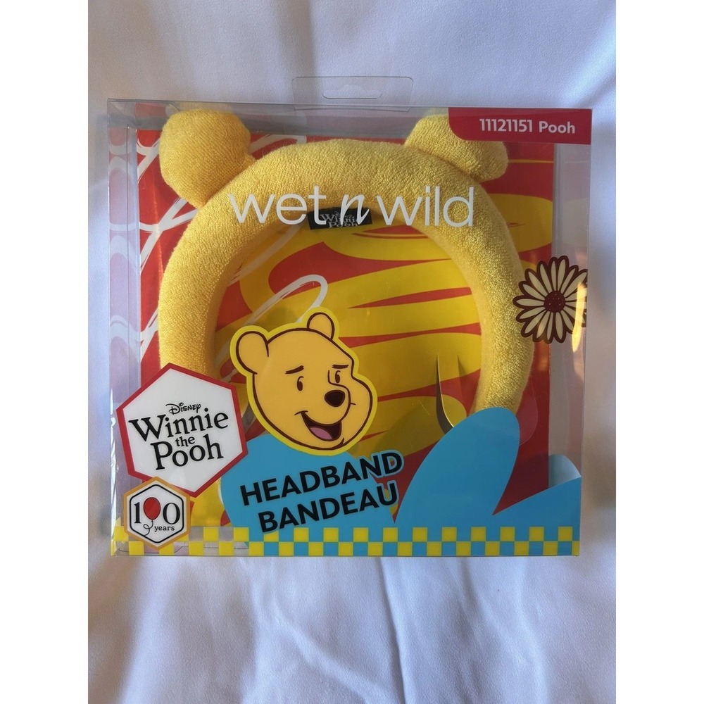 Wet n Wild Womens OS Winnie the Pooh Plush Headband Yellow Disney‎ Spa Aesthetic